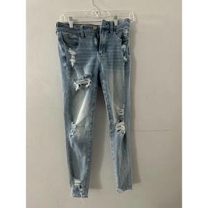 American Eagle The Dream Jean Hi-Rise Jeggings Distressed Light Wash Size 6